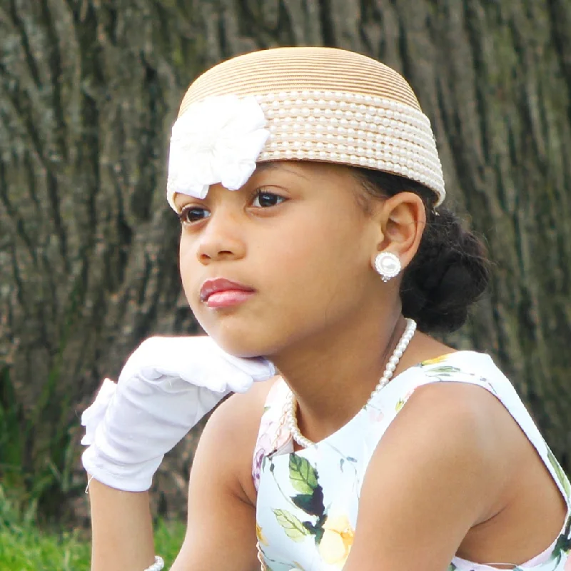 Headbands with modern designs-KH4441-Kids satin flower dress hats