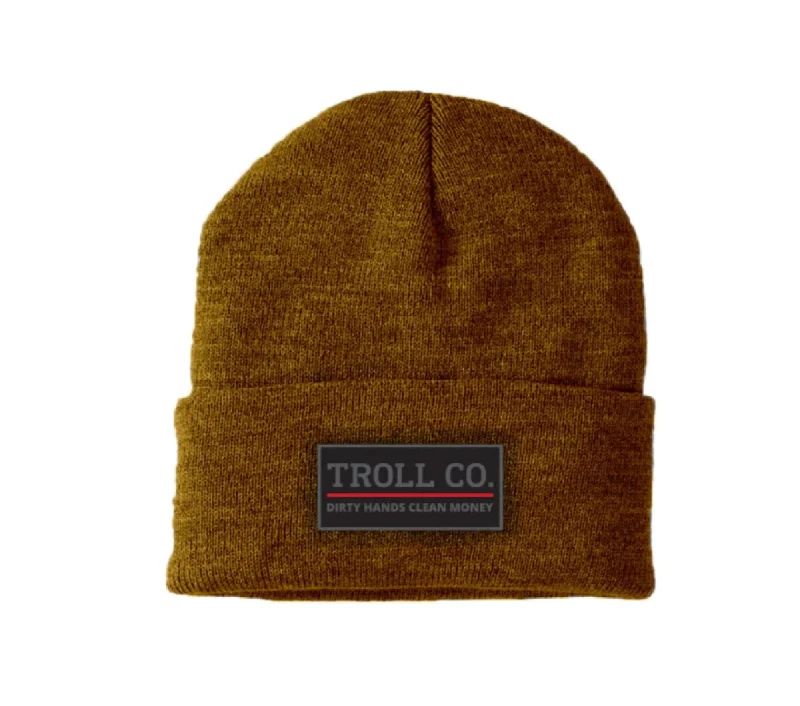 Headbands for all-day wear-Troll Co. Premium Logo Patch Knit Beanie