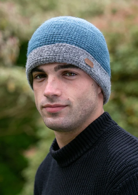 Beanies for trendy winter outings-Charcoal Rib Pullon Hat | Blue