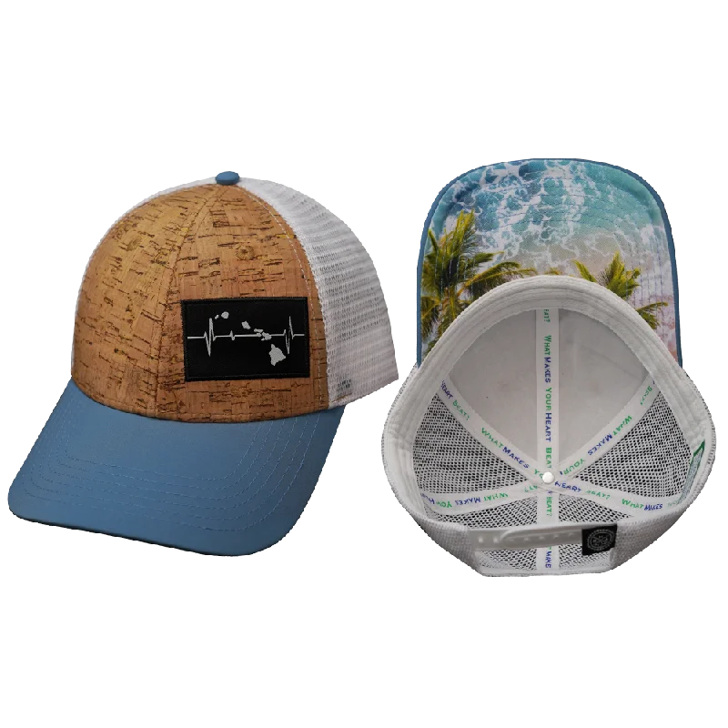 Beanies for cold winter days-Hawaii Hat | Low Profile | Cork - Sea Blue - White