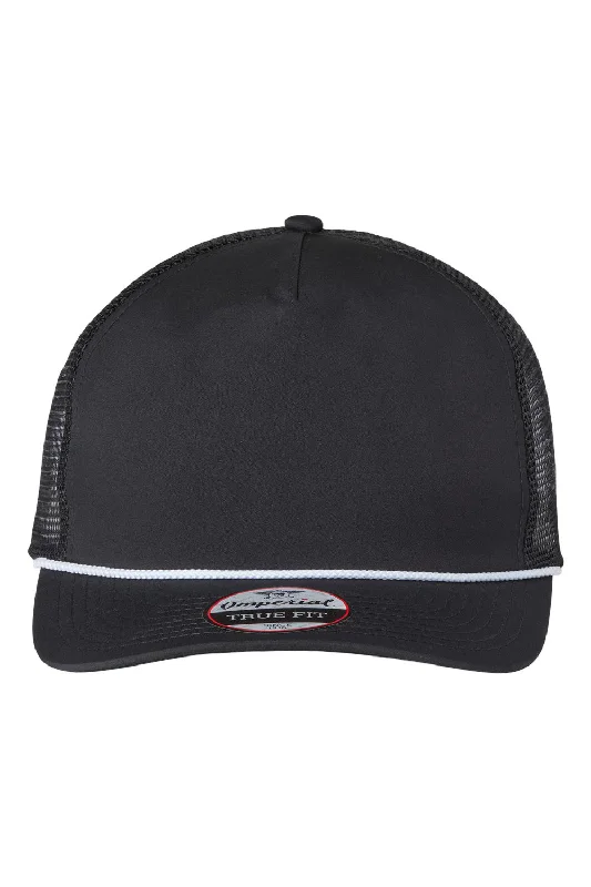 mens hats for sporty activities-Imperial Mens The Rabble Rouser Moisture Wicking Snapback Hat - Black/Black/White