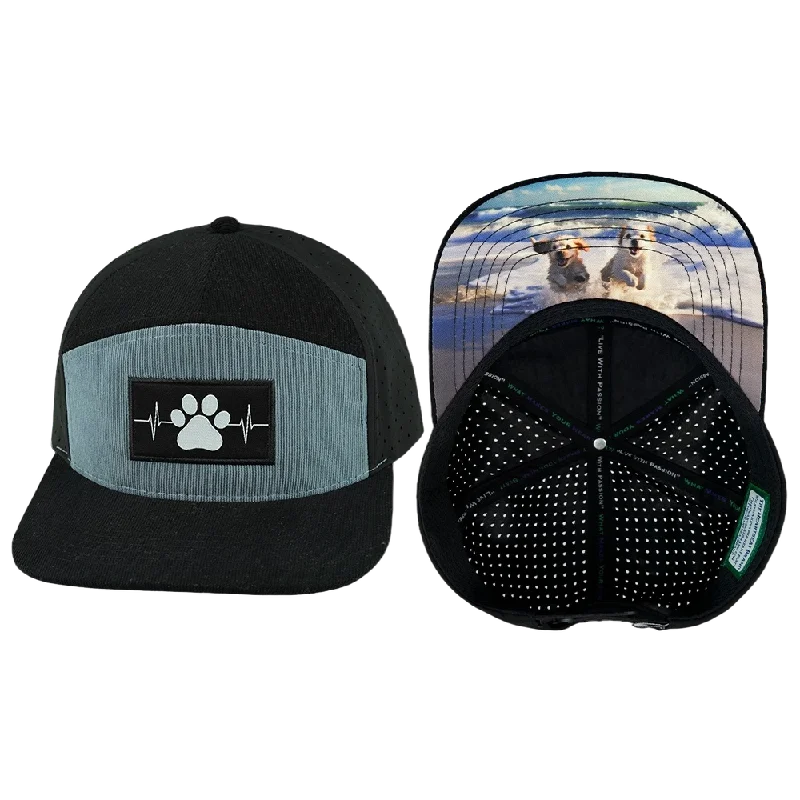 Headbands with sequins-Dog Hat | Flat Bill | Corduroy - Black - Gray Blue