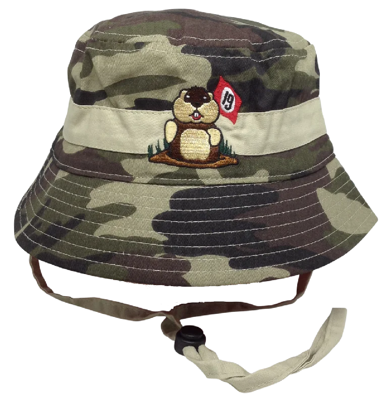 Bucket hats for sunny days out-19th Hole Dancing Gopher Camo Bucket Hat by ReadyGOLF