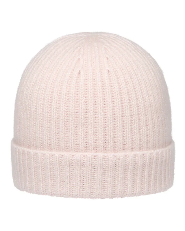 Beanies for the stylish individual-Unisex Ribbed Cashmere Hat Quartz Pink