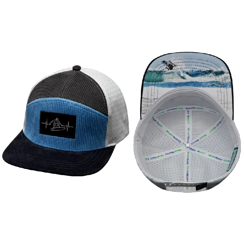 Headbands for elegant looks-Surf Hat | Flat Bill | Corduroy - Charcoal Gray - Light Blue - White