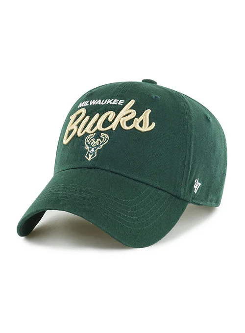 womens hats for comfortable outdoor activities-Women's '47 Brand Clean Up Phoebe Green Milwaukee Bucks Adjustable Hat