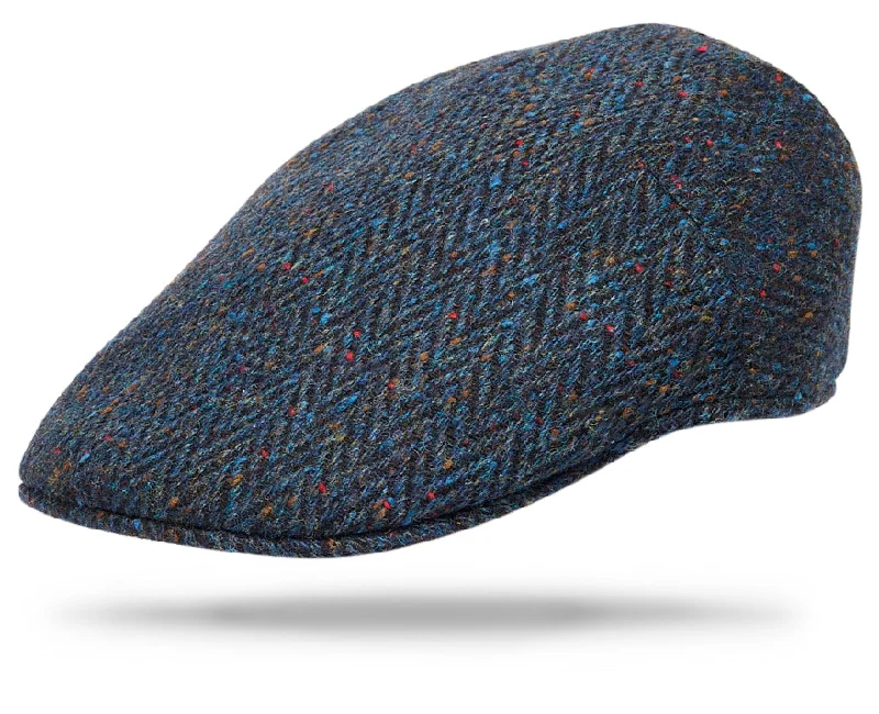 warm wool hats for winter-  Virgin Wool Driving Cap - Speckle Blue