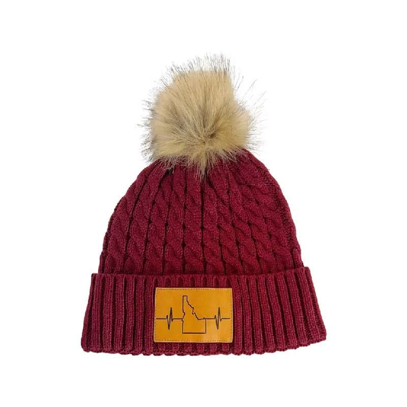 Beanies with versatile designs-Idaho Beanie | Pom | Maroon