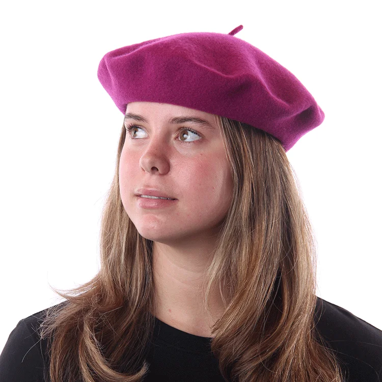 wool hats for cold weather-  Parkhurst Basque Wool Beret - Glazed Plum