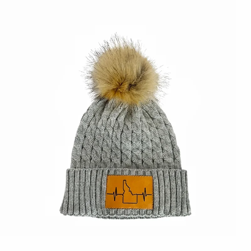 Beanies for snow activities-Idaho Beanie | Pom | Gray