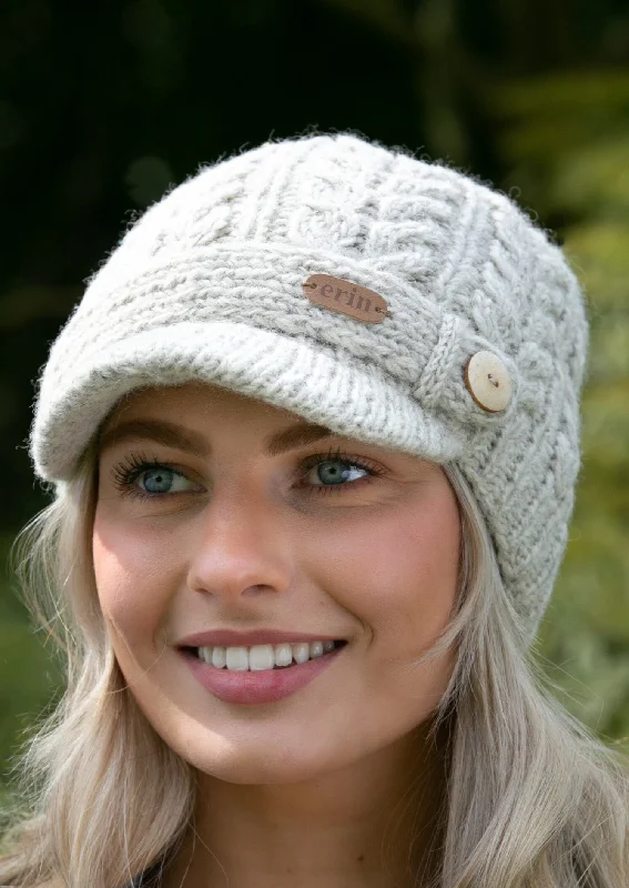 Beanies for classic cool weather style-Aran Cable Peak Hat | Oatmeal