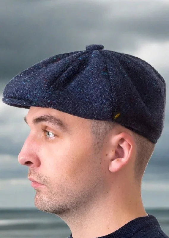 Beanies with cold-weather versatility-Gatsby Donegal Tweed Navy Flat Cap