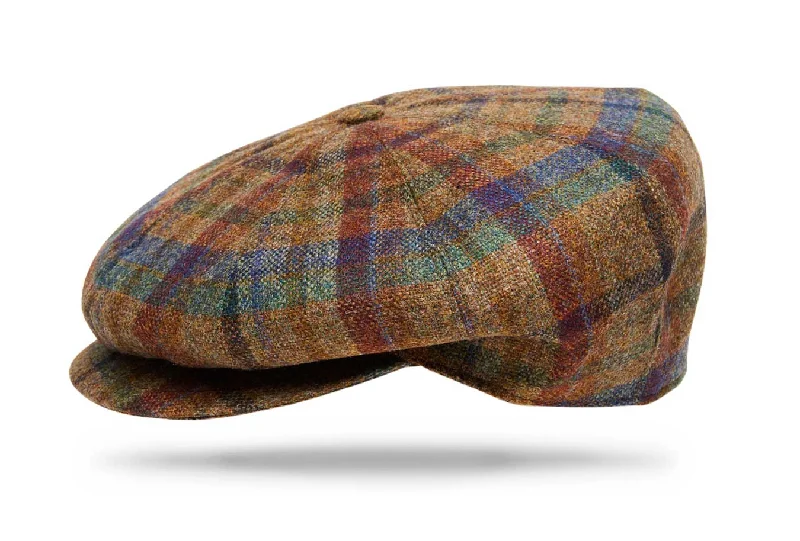 stylish wool hats for men-  Wool Plaid Apple Jack - Brown Green