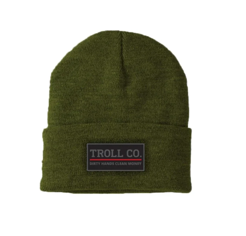 Headbands with non-slip design-Troll Co. Premium Logo Patch Knit Beanie