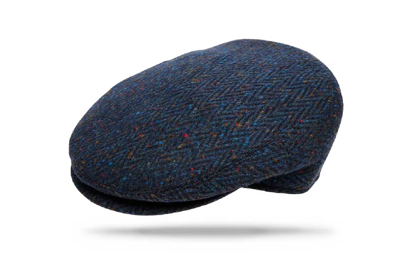 thick knitted wool hats-  Virgil Wool Ivy Blue Speckle Herringbone cap