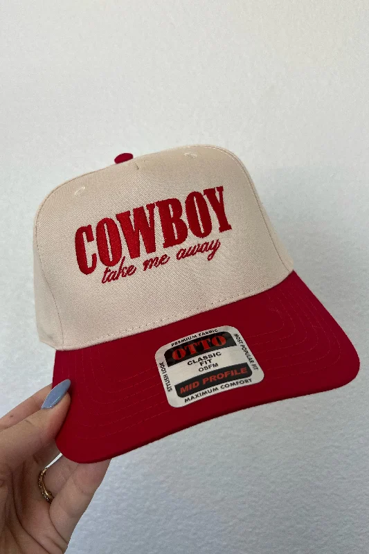 Headbands for athletes-Cowboy Take Me Away Trucker Hat- Red