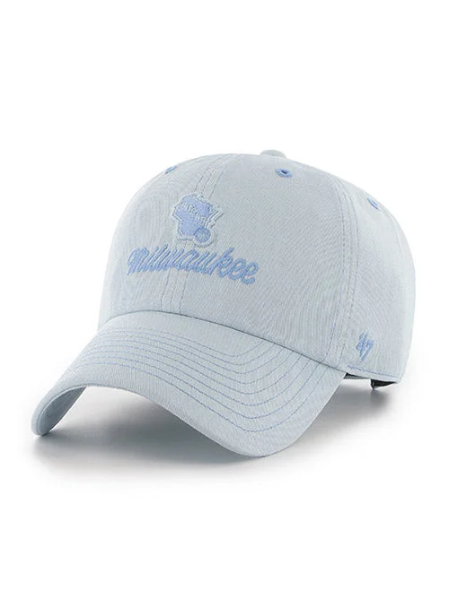 womens lightweight sun protection hats-Women's '47 Brand Clean Up Haze Blue Milwaukee Bucks Adjustable Hat