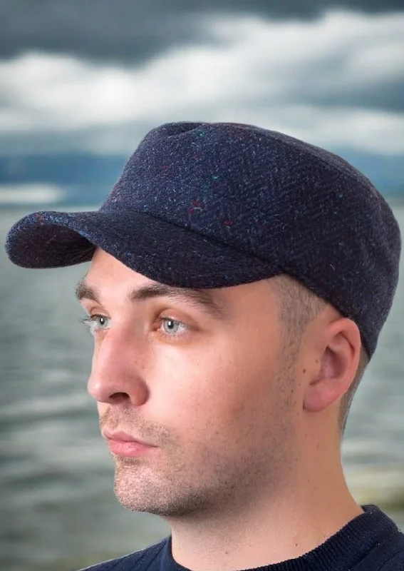 Beanies for cozy indoor days-Donegal Tweed Navy Cadet Cap