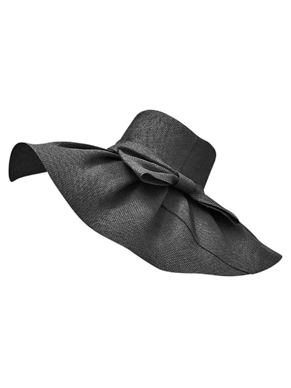 Beanies with seamless design-Black Elegant Toyo Wide Brim Floppy Hat