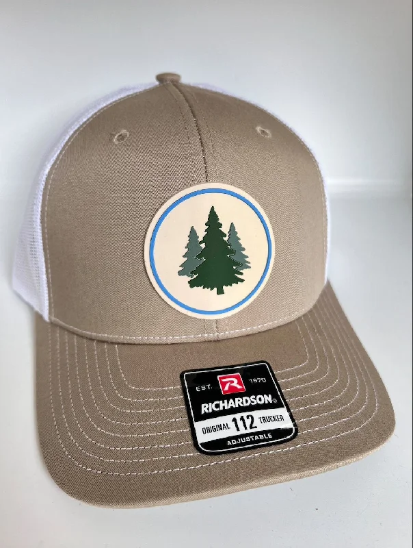 Beanies with fashion-forward looks-Christmas gift hat for dad, hat for hiker mom dad, Pine Tree hat PVC patch Richardson 115 snapback hat, Gift for mountain hiker hat