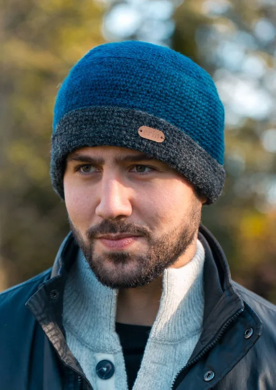 Beanies for fashionable winter wear-Charcoal Rib Pullon Hat | Blue Charcoal