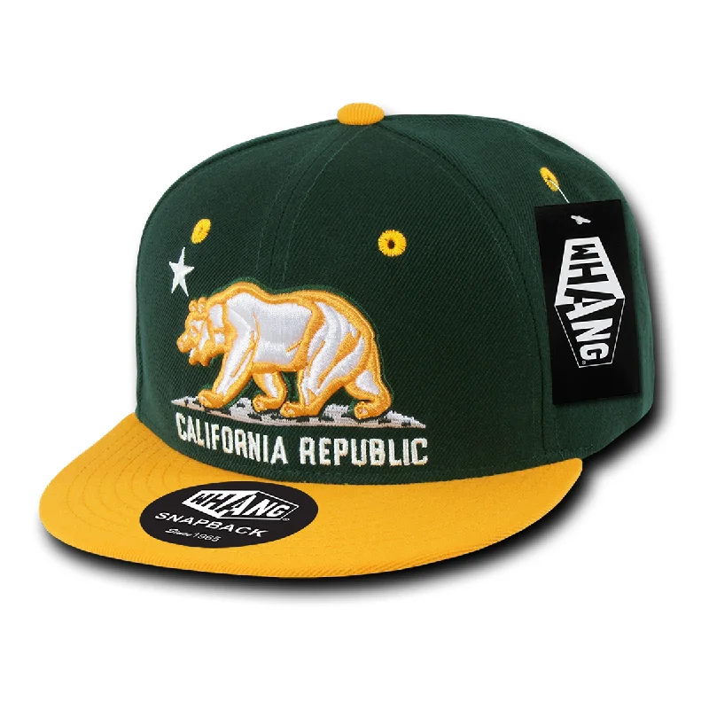 Beanies with practical cold-weather features-California Republic Cali State Bear Flag Oakland Snapback Hat by Whang