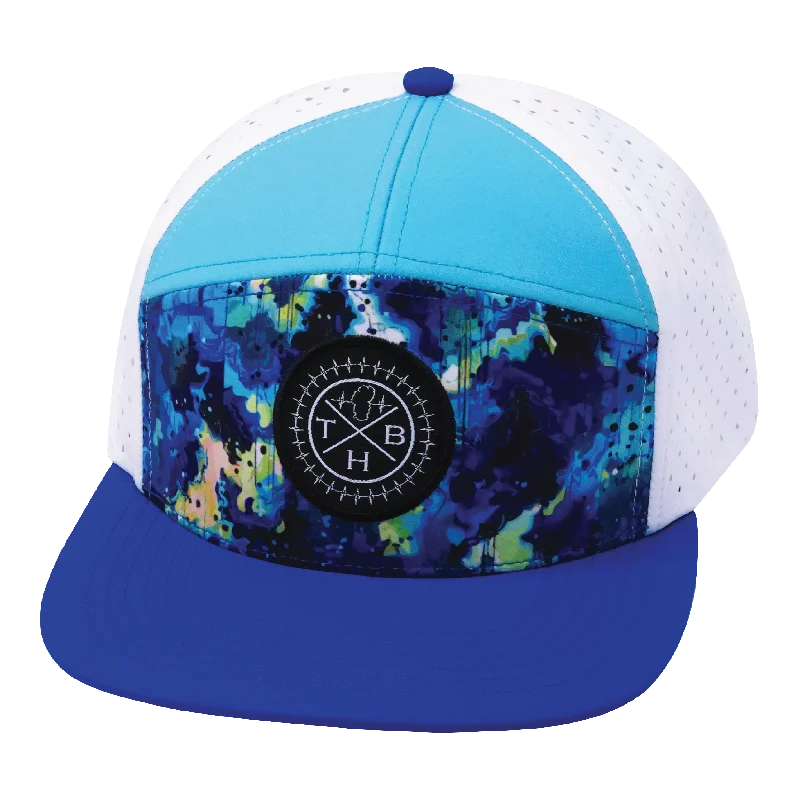 Beanies for staying active in winter-Color Vibes Hat | Flat Bill | Starry Bright - Blue - Neon Green Blue - White