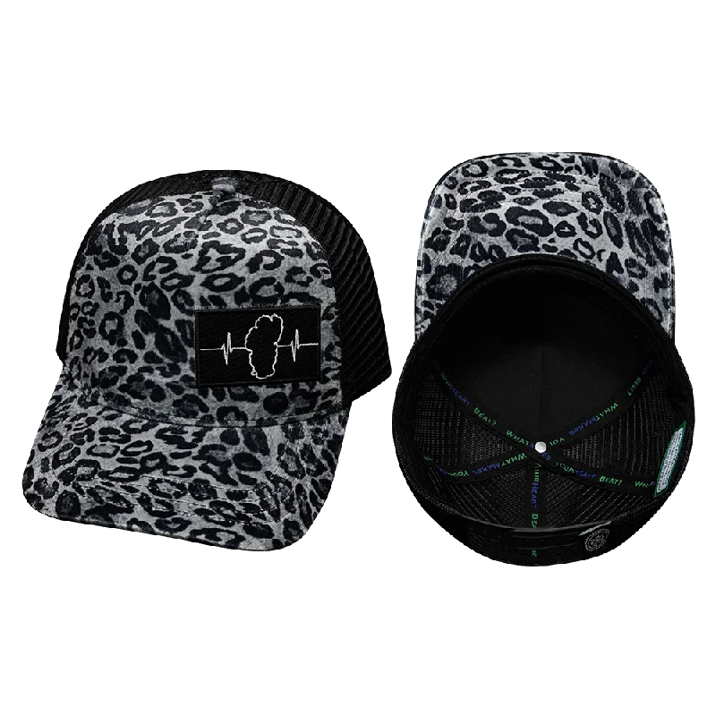 Beanies with contemporary looks-Tahoe Hat | Trucker Hat | Velvet - Silver Leopard Print