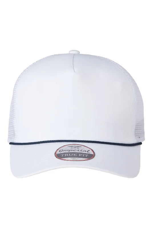 mens hats with contemporary style-Imperial Mens The Rabble Rouser Moisture Wicking Snapback Hat - White/Navy Blue