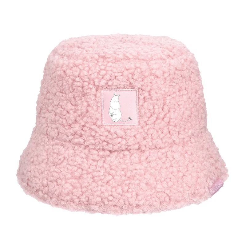 Bucket hats with soft fabric-Moomintroll Happy Bucket Hat Fluffy - Pink