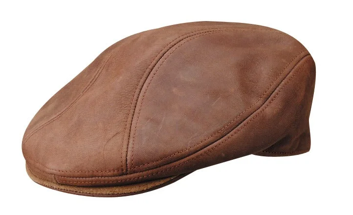 Beanies for stylish moments-Stetson Distressed Leather Ivy Cap