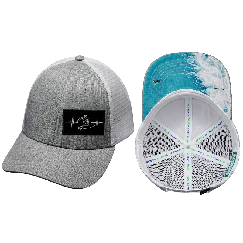 Beanies for staying warm and stylish-Surf Hat | Low Profile | Heather Gray - White