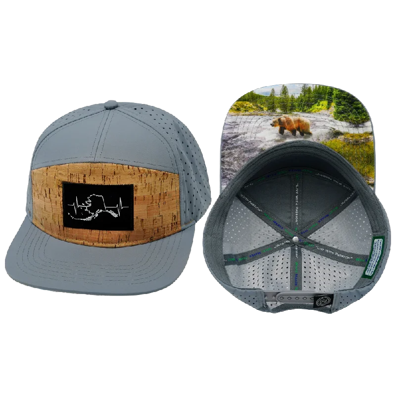 Headbands with patterns-Alaska Hat | Flat Bill | Cork - Gray Blue