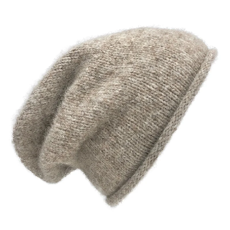 Beanies for protection during winter storms-Beige Essential Knit Alpaca Beanie by SLATE + SALT