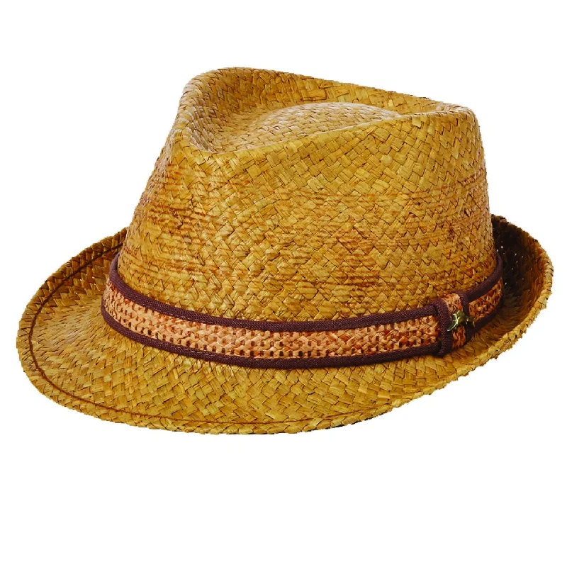 Headbands for summer outdoor activities-Tommy Bahama Dyed Burnt Raffia Fedora Hat