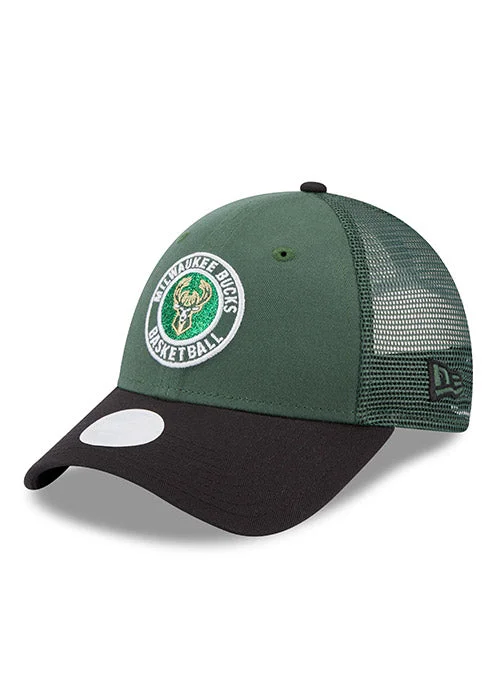 womens sun hats with stylish details-Women's New Era 9Forty Glitter Milwaukee Bucks Adjustable Hat