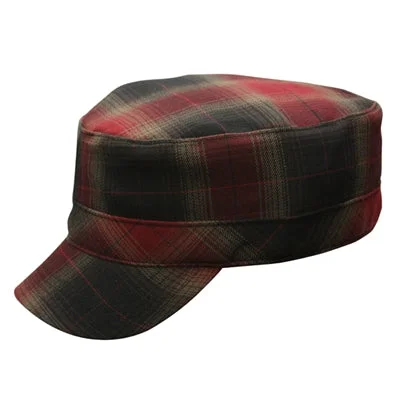 Beanies with adjustable fit-Conner Cotton Plaid Army Cap