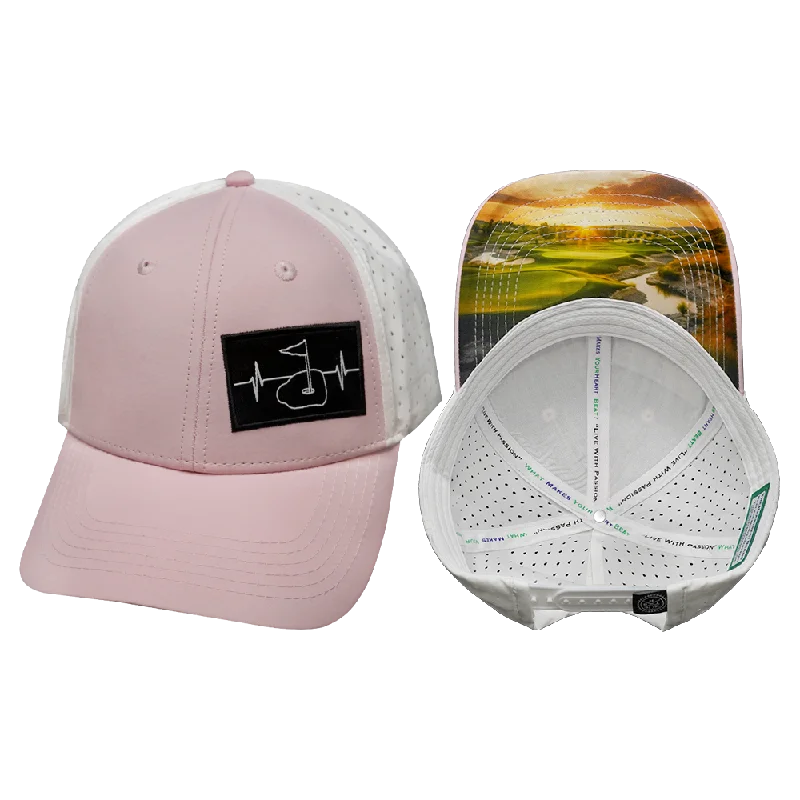 Beanies with adjustable designs-Golf Hat | Low Profile | Ponytail | Light Pink - White