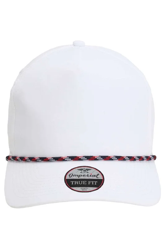 mens hats fashionable with modern designs-Imperial Mens The Wrightson Moisture Wicking Snapback Hat - White/Navy Blue-Red