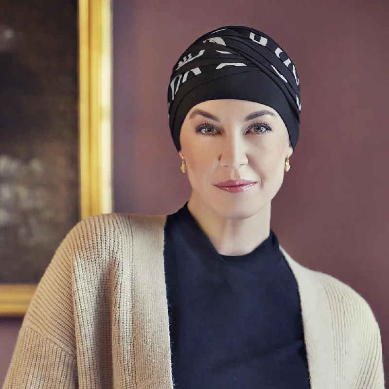 Headbands for workout comfort-Christine Shanti Turban - Black with Classic Bows