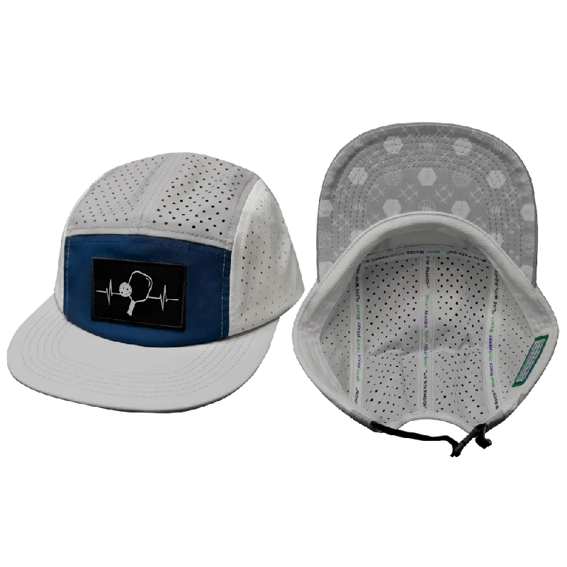 Beanies for stylish mountain trips-Pickleball Hat | 5 Panel | Gray - Navy - White