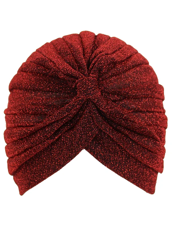 Beanies with cozy knitted fabrics-Metallic Turban Head Wrap Cap