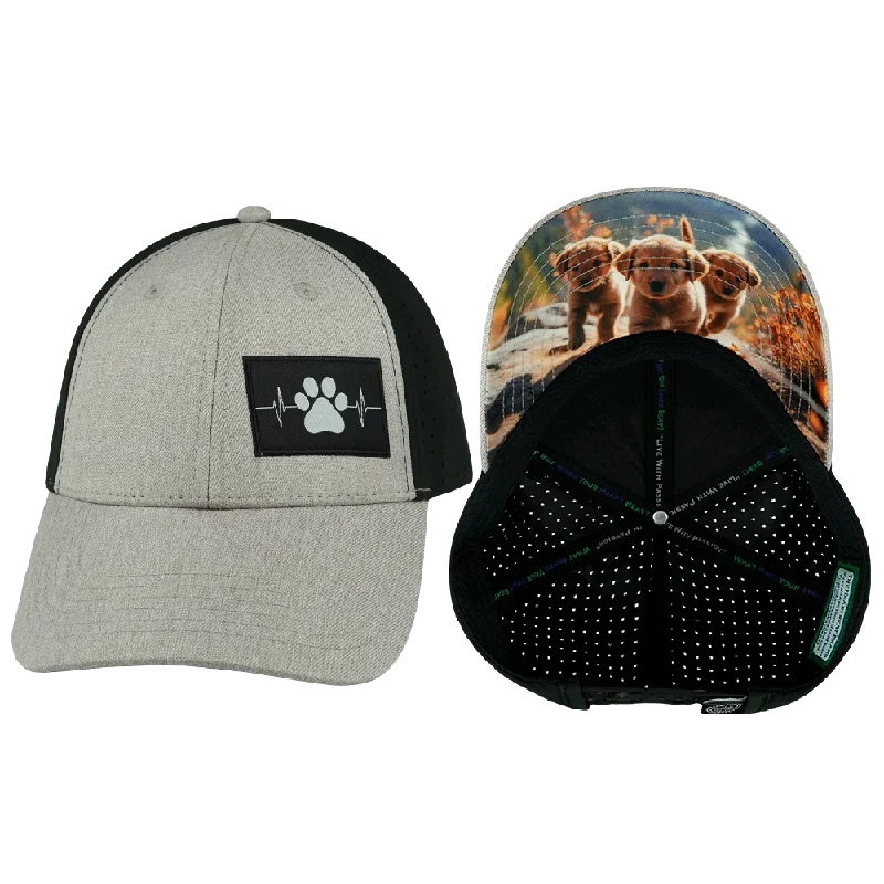 Beanies for snow and ice weather-Dog Hat | Low Profile | Ponytail |  Tan - Black