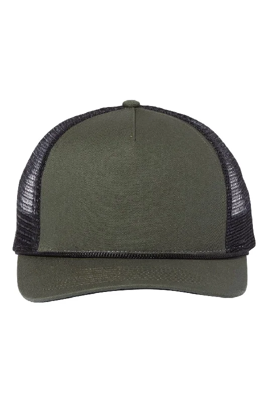 mens hats fedora-Dri Duck Mens Retro Rope Moisture Wicking Snapback Hat - Fatigue Green/Black/Black