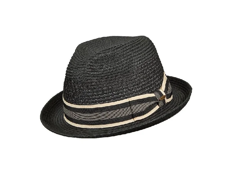 Beanies for family gatherings-Scala Del Mar Paper Braid Stingy Brim Fedora